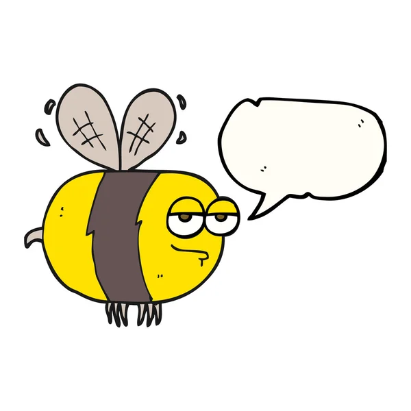 Speech bubble cartoon unhappy bee — Stock Vector