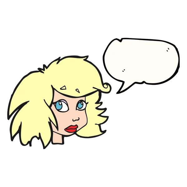 Sprechblase Karikatur weibliches Gesicht — Stockvektor