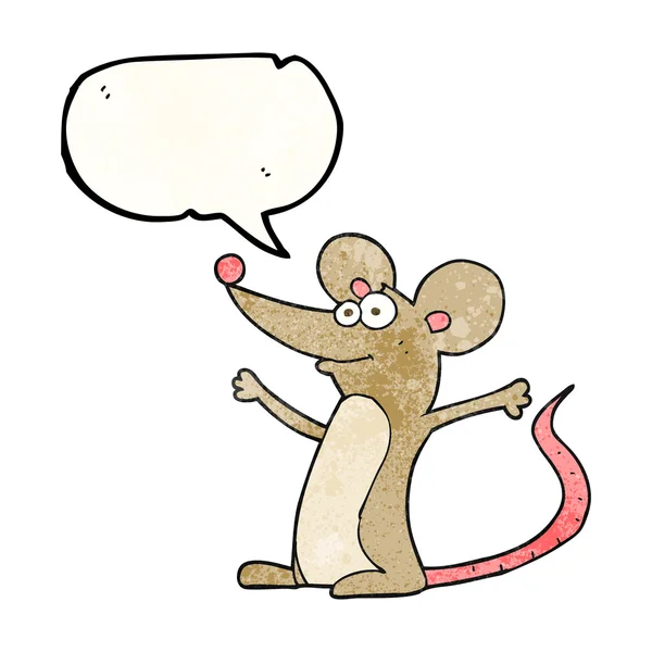 Speech bubble textured cartoon mouse — Stock Vector