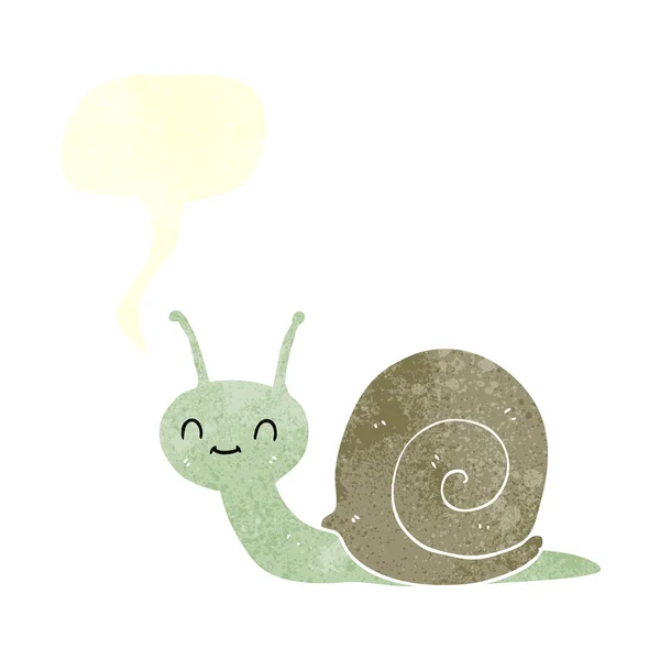 Freehand rétro dessin animé escargot mignon — Image vectorielle