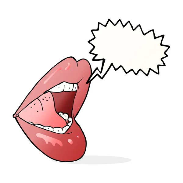 Cartoon open mouth with speech bubble — Stock Vector