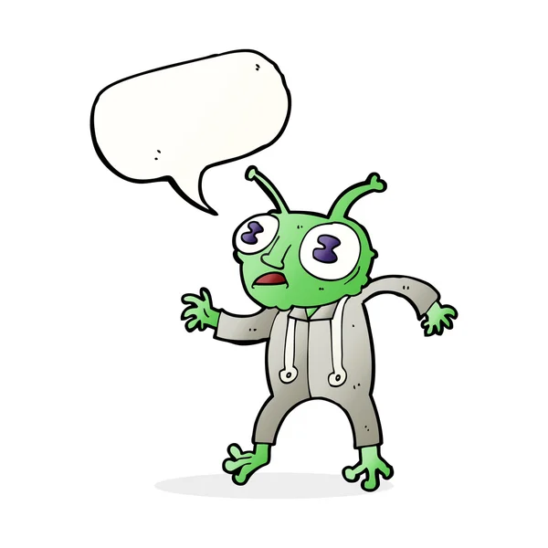 Cartoon alien spaceman com bolha de fala — Vetor de Stock