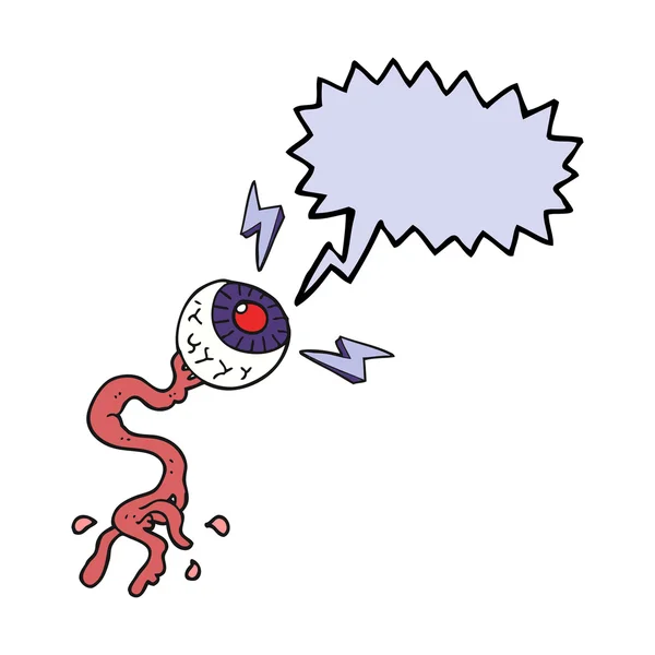 Speech bubble cartoon gross electric halloween eyeball — Stock Vector