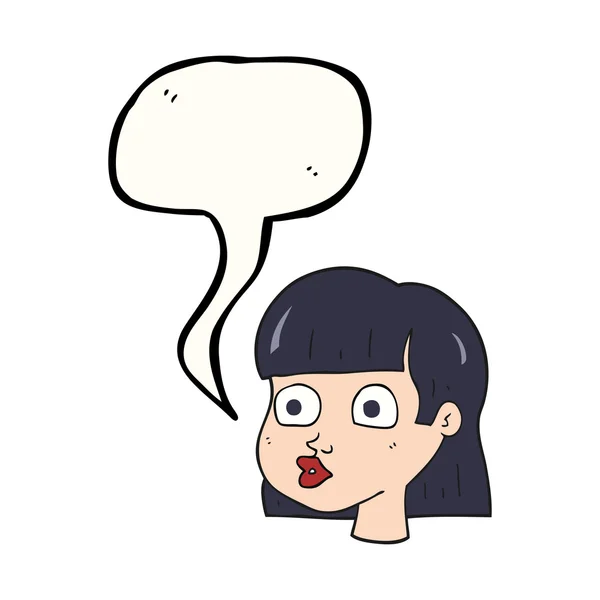 Speech bubble cartoon female face — Stock Vector