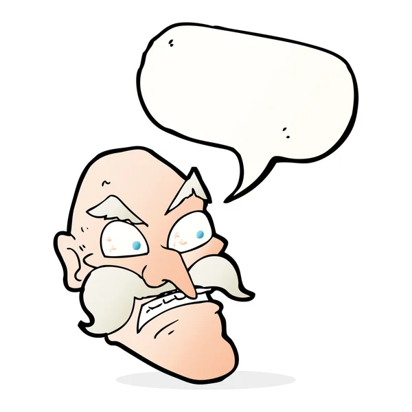 Rajzfilm dühös öreg ember beszéd buborék — Stock Vector