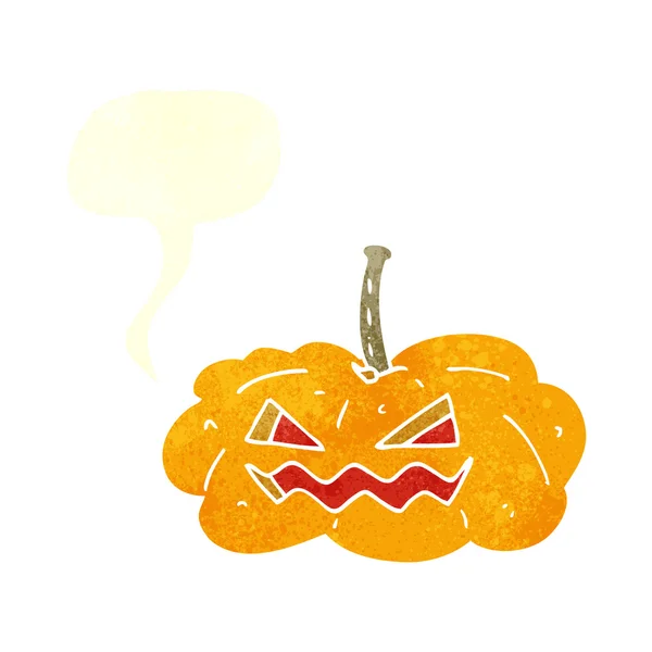 Freehand rétro dessin animé Halloween citrouille — Image vectorielle