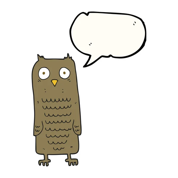Konuşma kabarcık karikatür baykuş — Stok Vektör