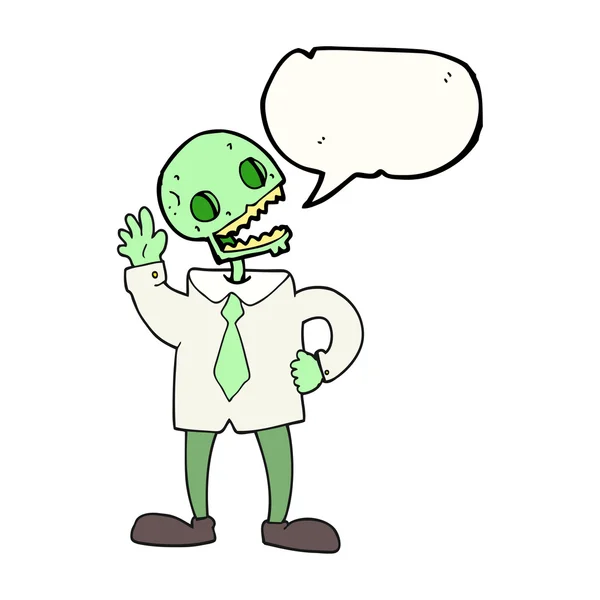 Toespraak bubble cartoon zombie zakenman — Stockvector