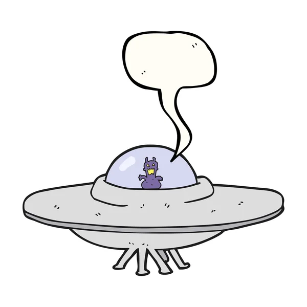 Discorso bolla cartone animato UFO — Vettoriale Stock