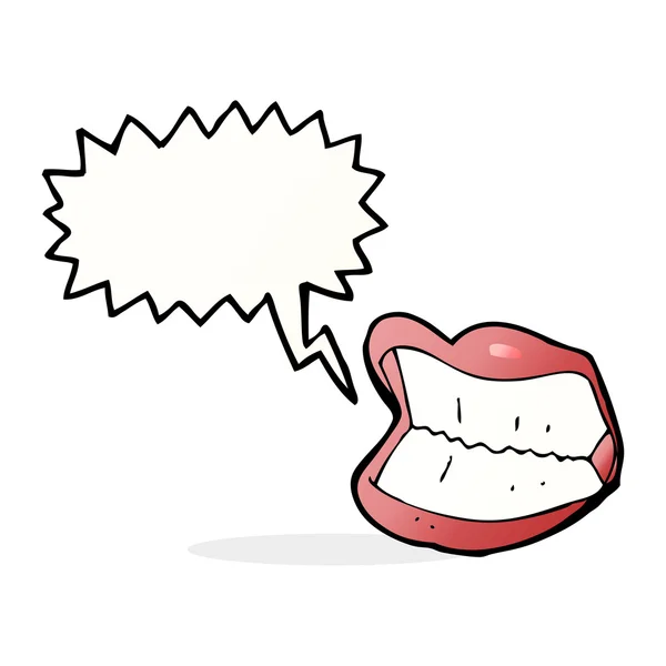 Cartoon grinning mouth with speech bubble — Stock Vector