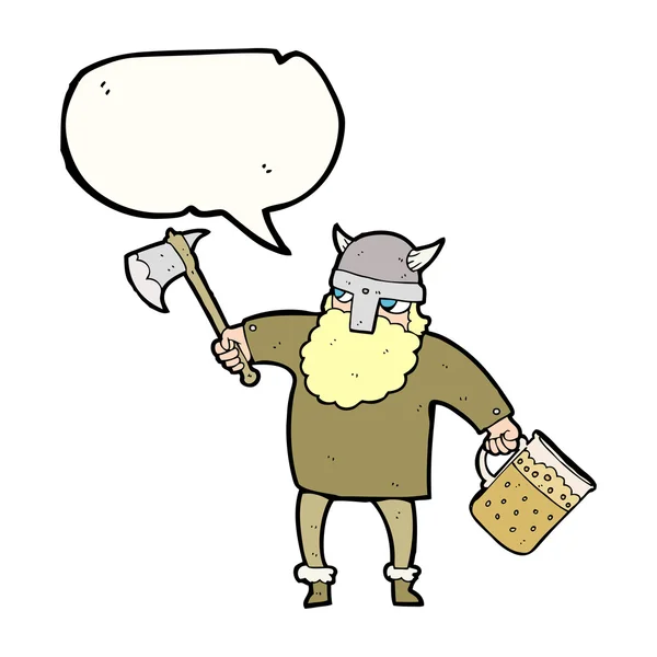 Speech bubble cartoon drunk viking — Stock Vector