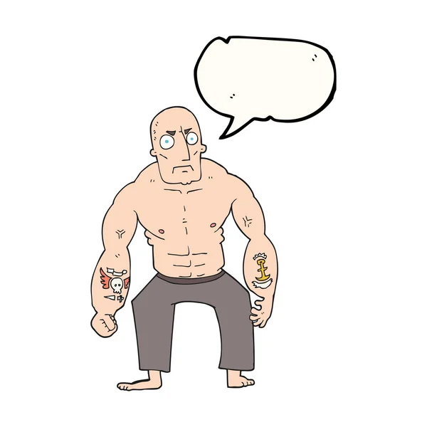 Speech bubble cartoon tough man — Stock Vector