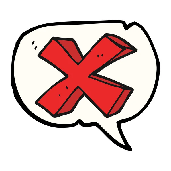 Αρνητική x γελοιογραφία φούσκα ομιλία σύμβολο — Διανυσματικό Αρχείο