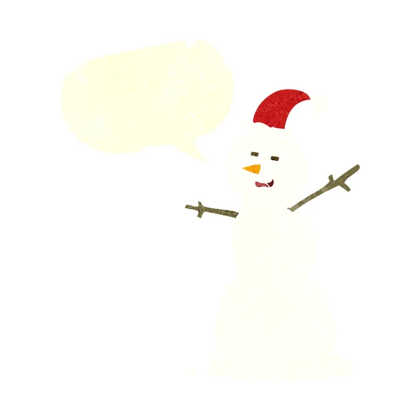 Вільний ретро мультфільм нещасний сніговик — стоковий вектор