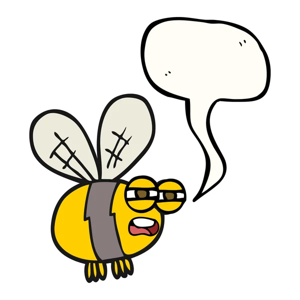 Fala bolha desenho animado abelha — Vetor de Stock