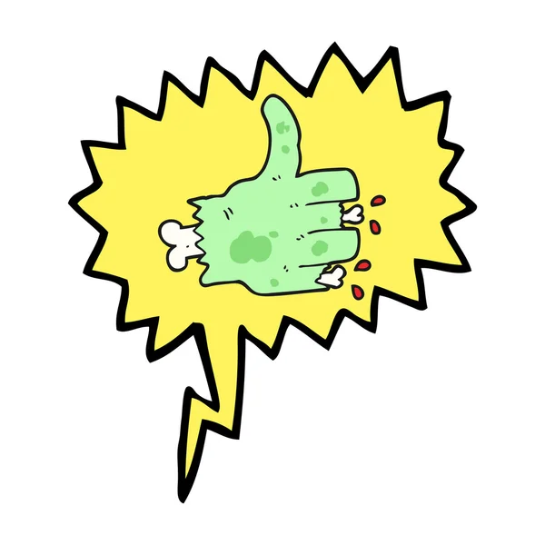 Speech bubble cartoon zombie hand — Stock Vector