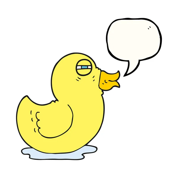 Discours bulle dessin animé canard en caoutchouc — Image vectorielle