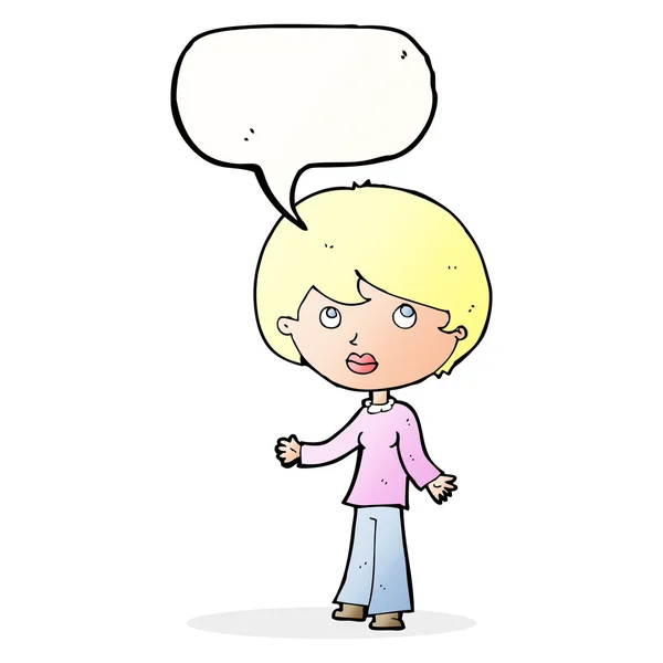 Cartoon woman thinking with speech bubble — Stock Vector