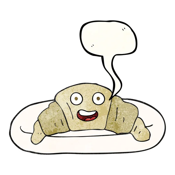 Fala bolha texturizado desenho animado croissant —  Vetores de Stock