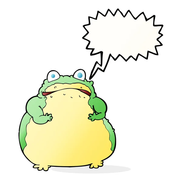 Мультяшна жирна жаба з мовною бульбашкою — стоковий вектор