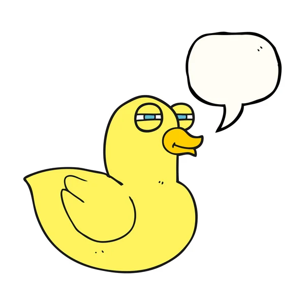 Parole bulle dessin animé drôle canard en caoutchouc — Image vectorielle