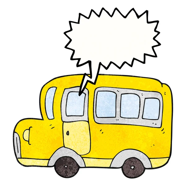 Bublinu texturou kreslený žlutý školní autobus — Stockový vektor