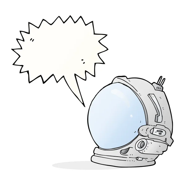 Casque astronaute dessin animé avec bulle de parole — Image vectorielle