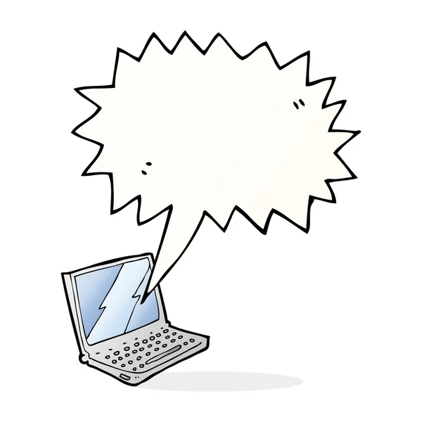 Cartoon-Laptop mit Sprechblase — Stockvektor