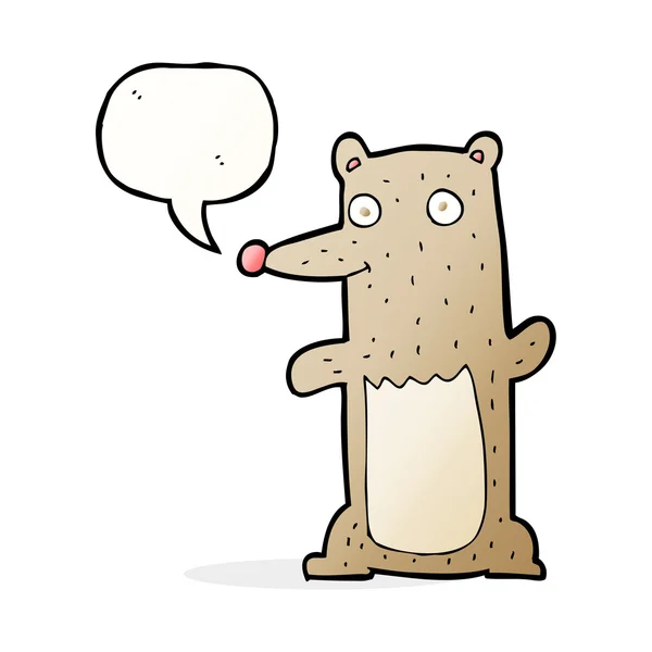 Urso engraçado dos desenhos animados com bolha de fala — Vetor de Stock