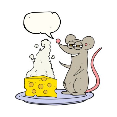 konuşma kabarcık karikatür fare peynir ile