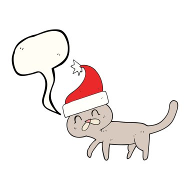 konuşma kabarcık karikatür kedi Noel şapka