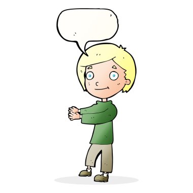 çizgi film mutlu çocuk konuşma balonu ile