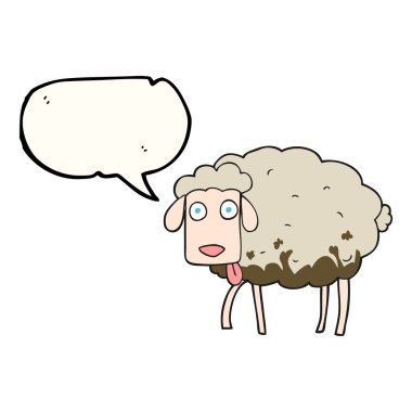 konuşma kabarcık karikatür çamurlu koyun