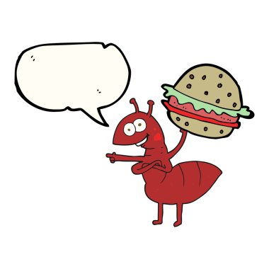 konuşma kabarcık karikatür karınca yiyecek taşıyan