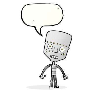 Konuşma baloncuklu çizgi film robotu