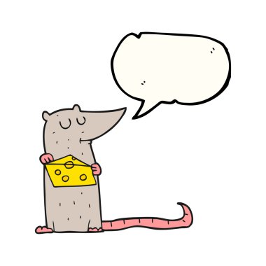 konuşma kabarcık karikatür fare peynir ile