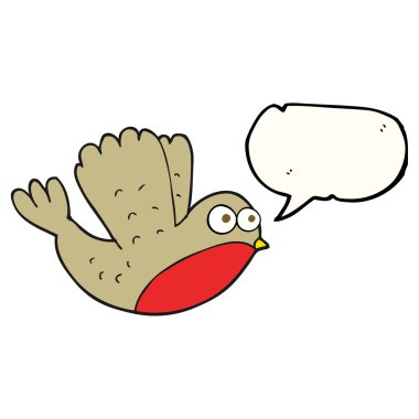 konuşma kabarcık karikatür Noel robin uçan