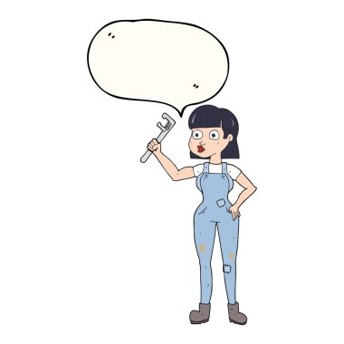 konuşma kabarcık karikatür kadın tesisatçı