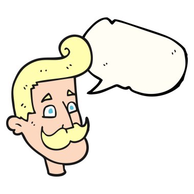 konuşma kabarcık karikatür adam bıyıklı