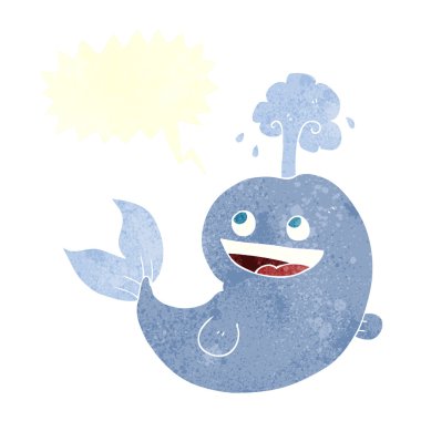 freehand retro karikatür balina spouting 