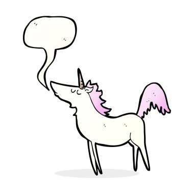 Konuşma baloncuklu tek boynuzlu at.