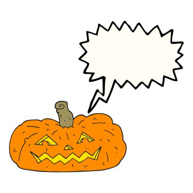 Cadılar Bayramı Balkabağı karikatür konuşma balonu