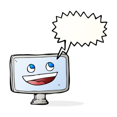 Konuşma baloncuklu çizgi bilgisayar ekranı