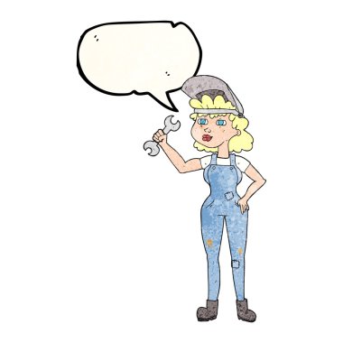 konuşma balonu dokulu karikatür kadınla somun anahtarı