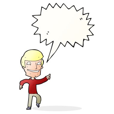 çizgi film mutlu adam konuşma baloncuğu ile işaret