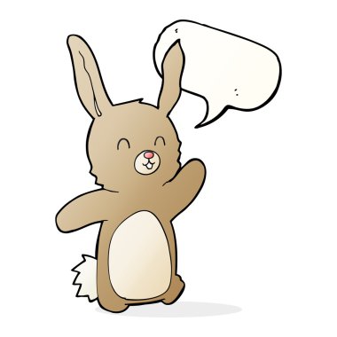Konuşma balonlu mutlu tavşan çizgi filmi