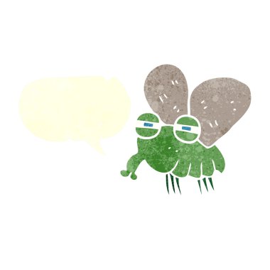 serbest el çekilmiş retro karikatür sinek