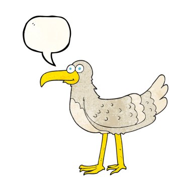 konuşma balonu dokulu karikatür martı
