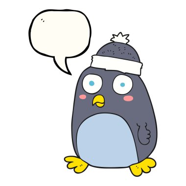 konuşma kabarcık karikatür penguen