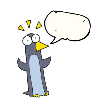konuşma kabarcık karikatür sürpriz penguen